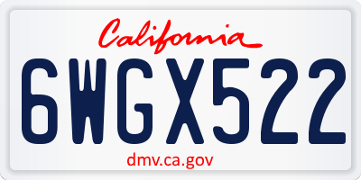 CA license plate 6WGX522