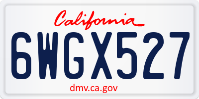 CA license plate 6WGX527