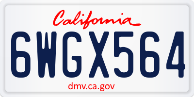 CA license plate 6WGX564