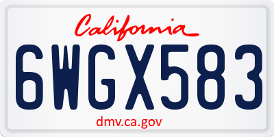 CA license plate 6WGX583