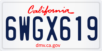 CA license plate 6WGX619