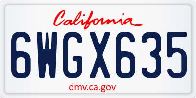 CA license plate 6WGX635