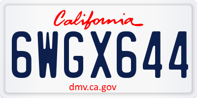 CA license plate 6WGX644