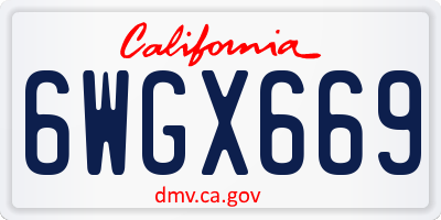 CA license plate 6WGX669