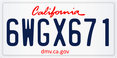 CA license plate 6WGX671