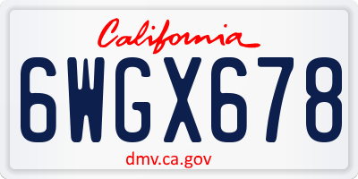 CA license plate 6WGX678
