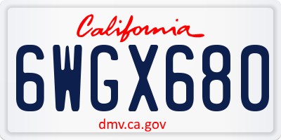 CA license plate 6WGX680
