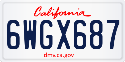 CA license plate 6WGX687