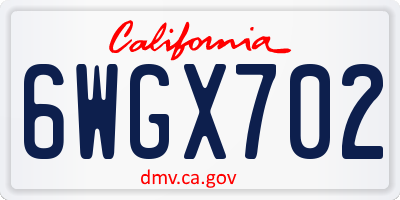 CA license plate 6WGX702