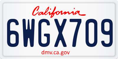 CA license plate 6WGX709