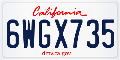 CA license plate 6WGX735
