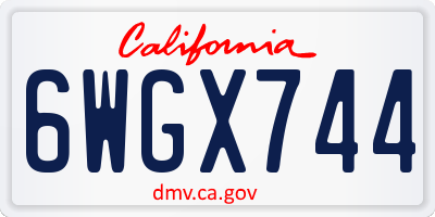 CA license plate 6WGX744
