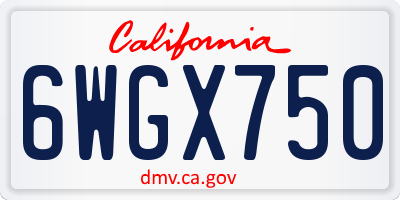 CA license plate 6WGX750