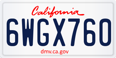 CA license plate 6WGX760