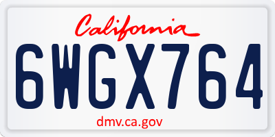 CA license plate 6WGX764
