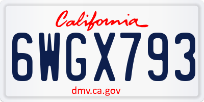 CA license plate 6WGX793