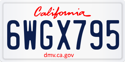 CA license plate 6WGX795