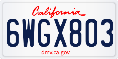 CA license plate 6WGX803