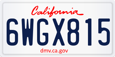 CA license plate 6WGX815