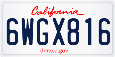 CA license plate 6WGX816