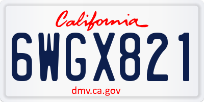 CA license plate 6WGX821