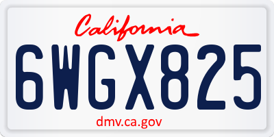 CA license plate 6WGX825