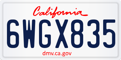 CA license plate 6WGX835