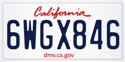 CA license plate 6WGX846
