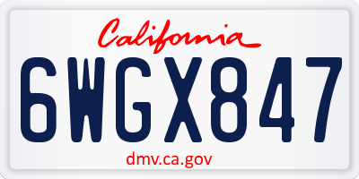 CA license plate 6WGX847