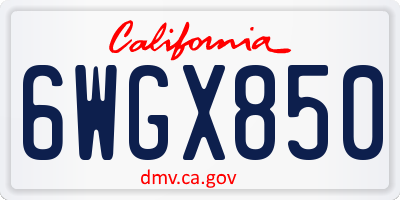 CA license plate 6WGX850