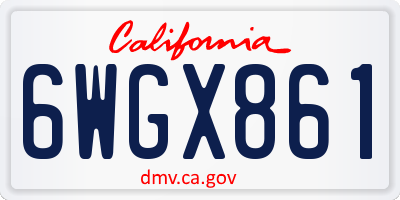 CA license plate 6WGX861