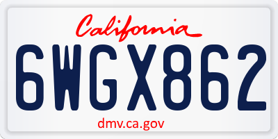 CA license plate 6WGX862