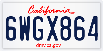 CA license plate 6WGX864