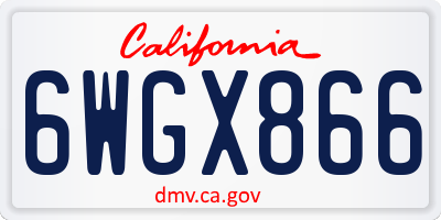 CA license plate 6WGX866
