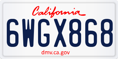 CA license plate 6WGX868