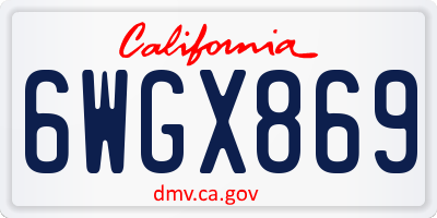 CA license plate 6WGX869
