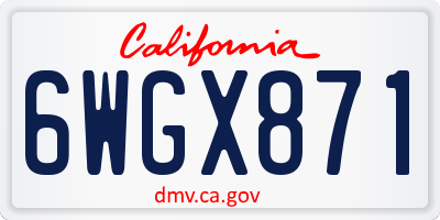 CA license plate 6WGX871