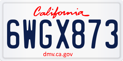 CA license plate 6WGX873