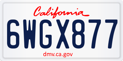 CA license plate 6WGX877