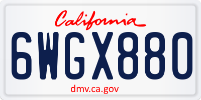 CA license plate 6WGX880