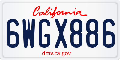 CA license plate 6WGX886