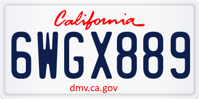 CA license plate 6WGX889
