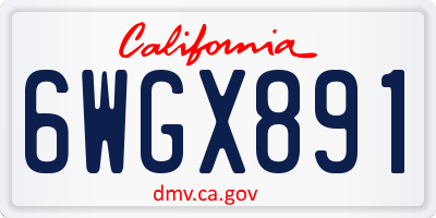 CA license plate 6WGX891