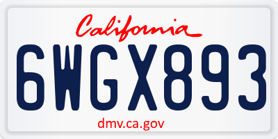 CA license plate 6WGX893
