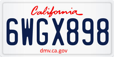 CA license plate 6WGX898