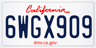 CA license plate 6WGX909