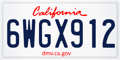 CA license plate 6WGX912