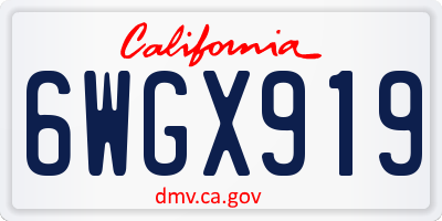CA license plate 6WGX919