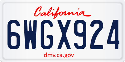 CA license plate 6WGX924