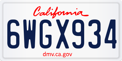 CA license plate 6WGX934